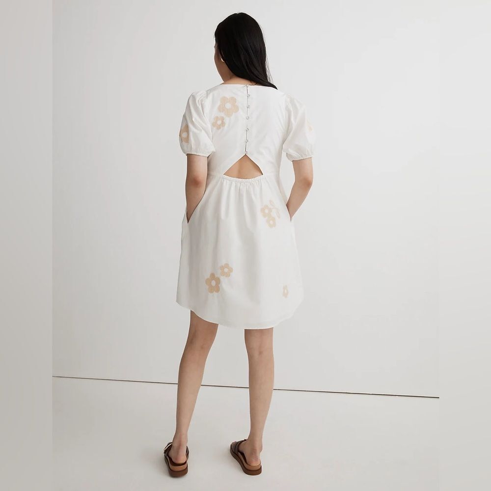 Madewell NWT Annamarie Mini Dress Size 00 Embroidered with Floral Appliqués
